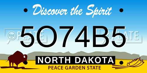 5O74B5 North Dakota License Plate