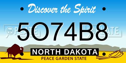 5O74B8 North Dakota License Plate