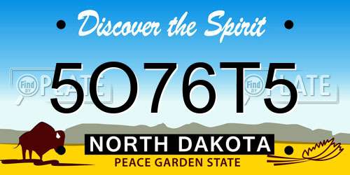 5O76T5 North Dakota License Plate