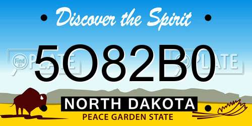 5O82B0 North Dakota License Plate