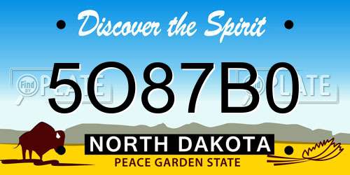 5O87B0 North Dakota License Plate