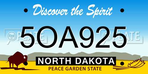 5OA925 North Dakota License Plate