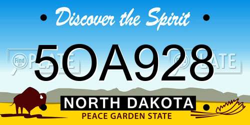 5OA928 North Dakota License Plate