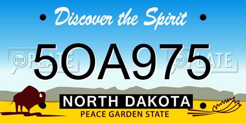 5OA975 North Dakota License Plate