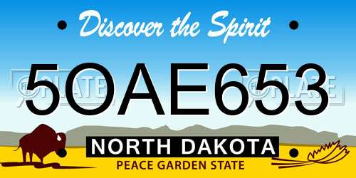 5OAE653 North Dakota License Plate