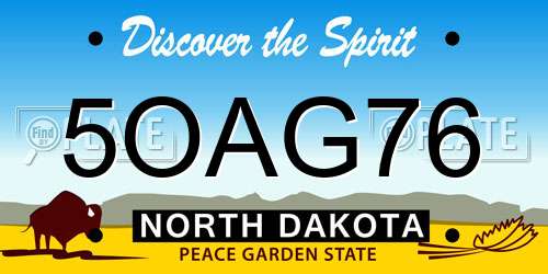 5OAG76 North Dakota License Plate