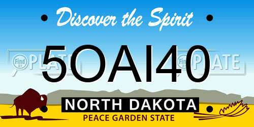 5OAI40 North Dakota License Plate
