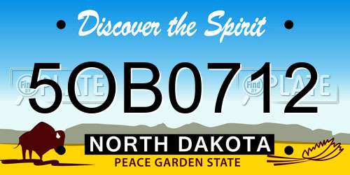 5OB0712 North Dakota License Plate