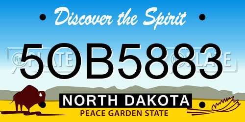 5OB5883 North Dakota License Plate