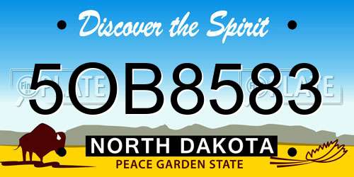 5OB8583 North Dakota License Plate