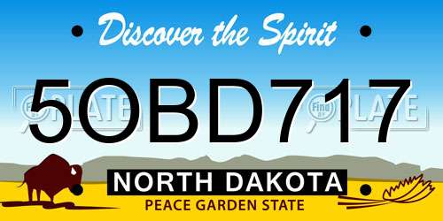5OBD717 North Dakota License Plate