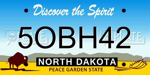 5OBH42 North Dakota License Plate