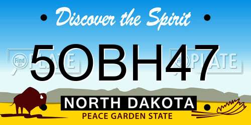 5OBH47 North Dakota License Plate