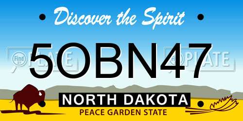 5OBN47 North Dakota License Plate