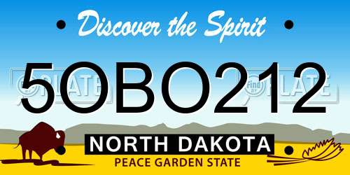 5OBO212 North Dakota License Plate