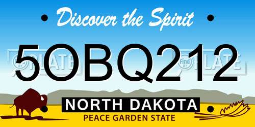 5OBQ212 North Dakota License Plate