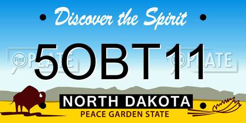 5OBT11 North Dakota License Plate