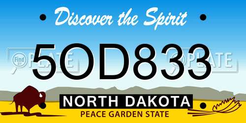 5OD833 North Dakota License Plate