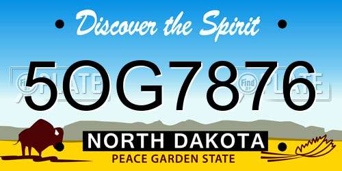 5OG7876 North Dakota License Plate