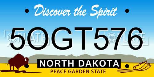5OGT576 North Dakota License Plate