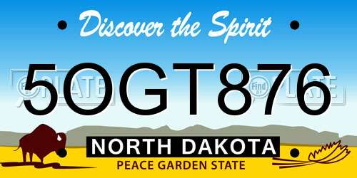 5OGT876 North Dakota License Plate