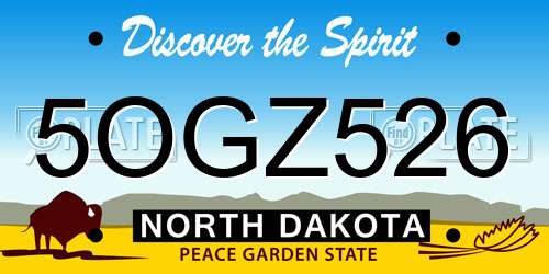 5OGZ526 North Dakota License Plate