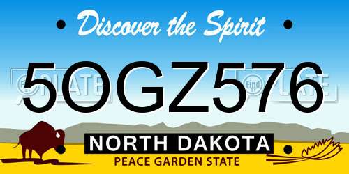 5OGZ576 North Dakota License Plate