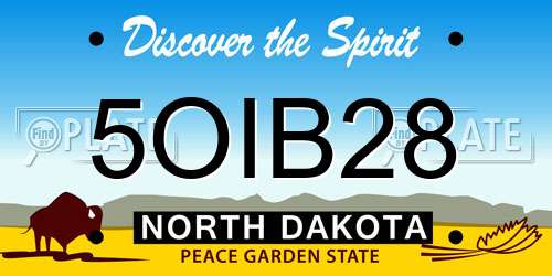 5OIB28 North Dakota License Plate
