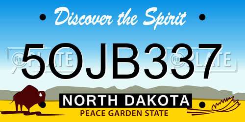 5OJB337 North Dakota License Plate