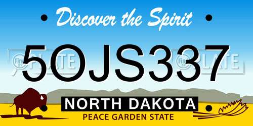 5OJS337 North Dakota License Plate