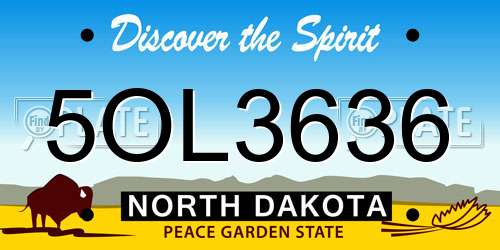 5OL3636 North Dakota License Plate