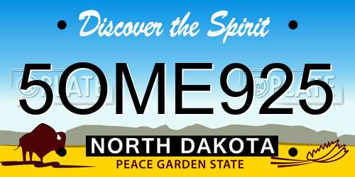 5OME925 North Dakota License Plate