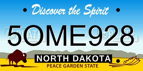 5OME928 North Dakota License Plate