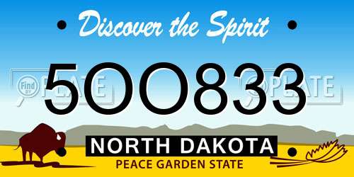 5OO833 North Dakota License Plate