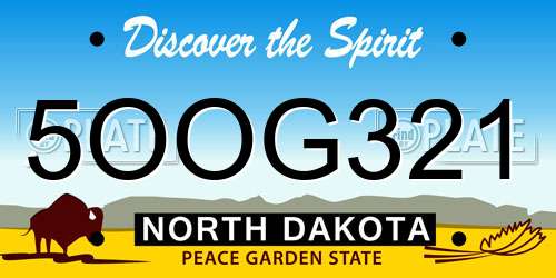 5OOG321 North Dakota License Plate