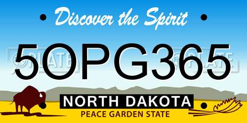 5OPG365 North Dakota License Plate