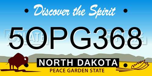 5OPG368 North Dakota License Plate