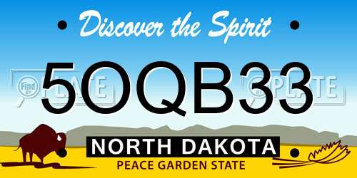 5OQB33 North Dakota License Plate