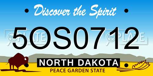 5OS0712 North Dakota License Plate