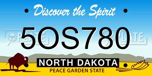 5OS780 North Dakota License Plate