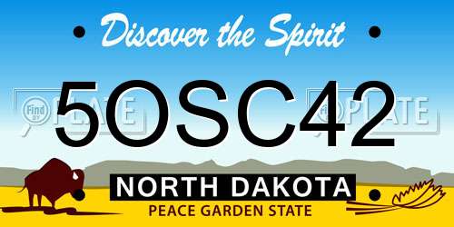 5OSC42 North Dakota License Plate