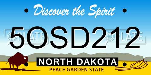 5OSD212 North Dakota License Plate