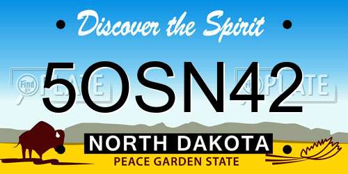 5OSN42 North Dakota License Plate