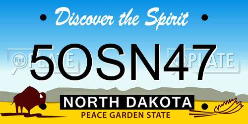 5OSN47 North Dakota License Plate