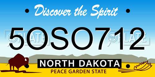 5OSO712 North Dakota License Plate