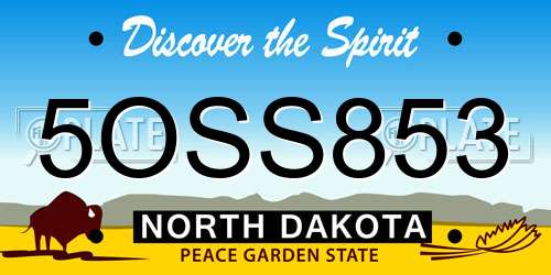 5OSS853 North Dakota License Plate