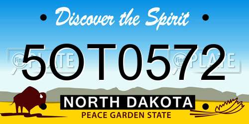 5OT0572 North Dakota License Plate