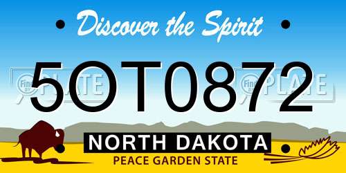 5OT0872 North Dakota License Plate