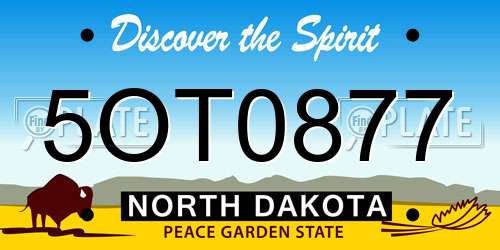 5OT0877 North Dakota License Plate