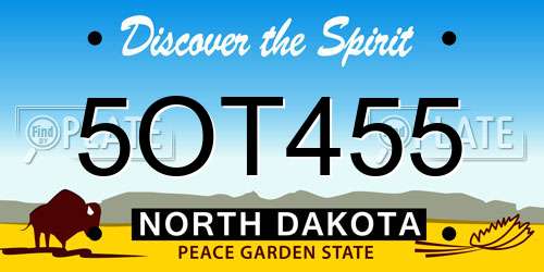 5OT455 North Dakota License Plate